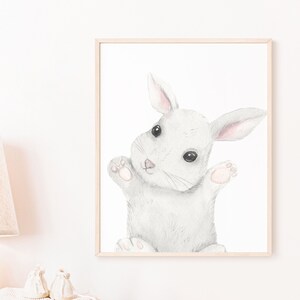 Rabbit Print, Bunny Watercolor Print, Rabbit Art, Nursery Wall Art, Bunny Rabbit Nursery Art, Bunny Decor, Kids Room Decor, Bunny Printable