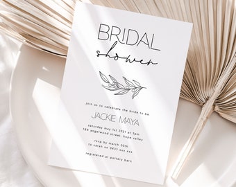 Modern Bridal Shower Invitation Template Printable Bridal Shower Template Minimalist Bridal Shower Invitation WED38