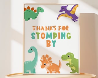 Thank You Sign Dinosaur Party Table Sign, Thank You for Stomping By Printable Favors Sign Template Boy Dino Party Prehistoric Jurassic Z306