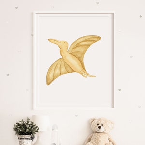 Dinosaur Wall Art Print, Pterodactyl Art Print, Kids Bedroom Wall Art, Nursery Wall Art, Watercolor Dinosaur Printable Art, Boys Wall Art