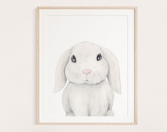 Hase Wand Kunst, Wald Tier Kinderzimmer Dekor, druckbare digitaler Download, Kinderzimmer Wandkunst, Hase druckbare Kunst, Kaninchen Poster