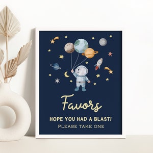 Favors Sign Space Party Sign Outer Space Birthday Sign Astronaut Galaxy Party Decor Favors Table Thank You Take a Treat Sign Printable Z292