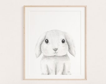 Hase Wand Kunst, Wald Tier Kinderzimmer Dekor, druckbare digitaler Download, Kinderzimmer Wandkunst, Hase druckbare Kunst, Kaninchen Poster