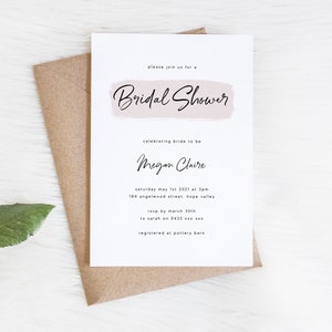Minimale Bridal Shower Einladung Moderne Bridal Shower Invite Blush Pink Bridal Shower Bearbeitbare Boho Bridal Shower Vorlage Mi17