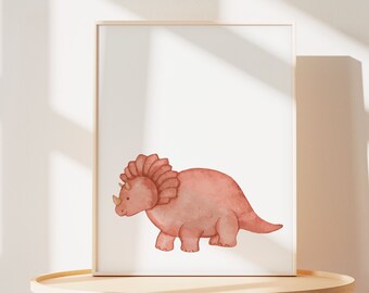 Dinosaurus kunst aan de muur, afdrukbare dinosaurus muur decor, dinosaurus kwekerij kunst, baby jongen decor, baby shower cadeau, aquarel Wall Art Dino print