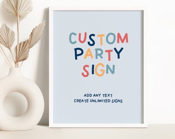 Blue Custom Sign Portrait Rainbow Party Editable Sign Template 8x10 Printable Shower Sign Birthday Sign Create Any Sign Instant Download Z72