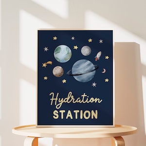 Hydration Station Space Party Sign Outer Space Birthday Astronaut Galaxy Party Decor Drinks Table Rocket Fuel Sign Planets Printable Z292