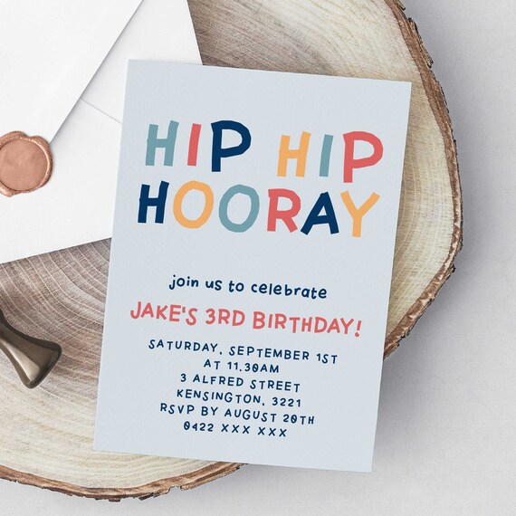 Cute Colourful Printable 3rd Birthday Invitation INSTANT | Etsy