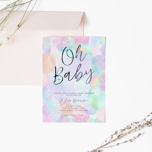 Rainbow Baby Shower Invitation, Instant Download Tie Dye Editable