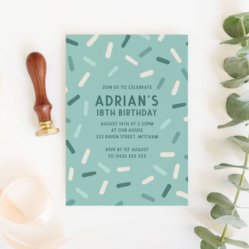 18th Invite INSTANT DOWNLOAD Birthday Invite 18th Birthday Invite Eighteenth Invite Z239 Sprinkle Printable 18th Birthday Invitation