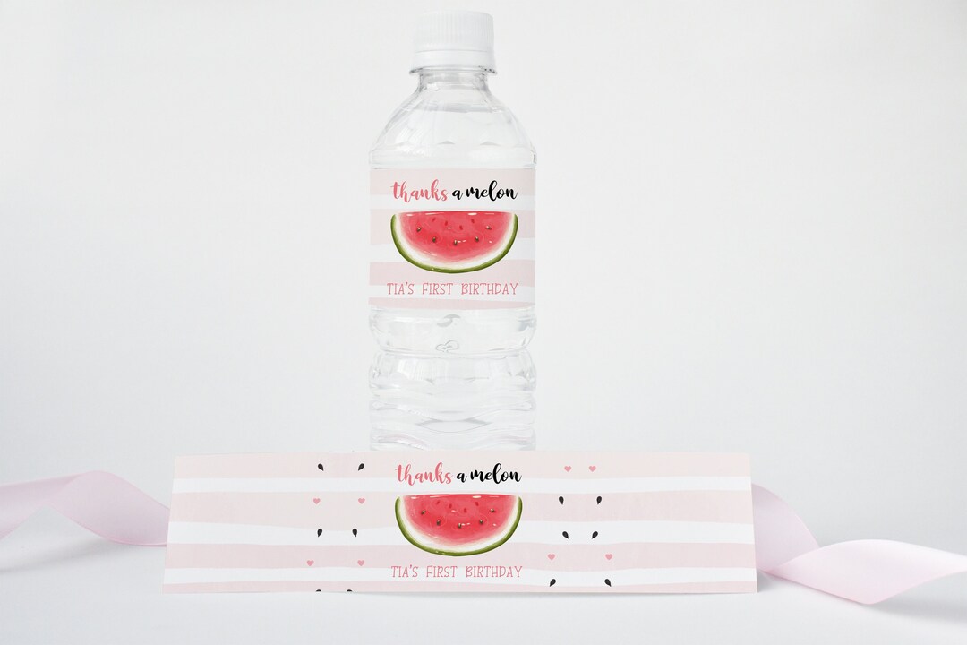 One in a Melon Water Bottle Label, Editable Printable Instant Download ...