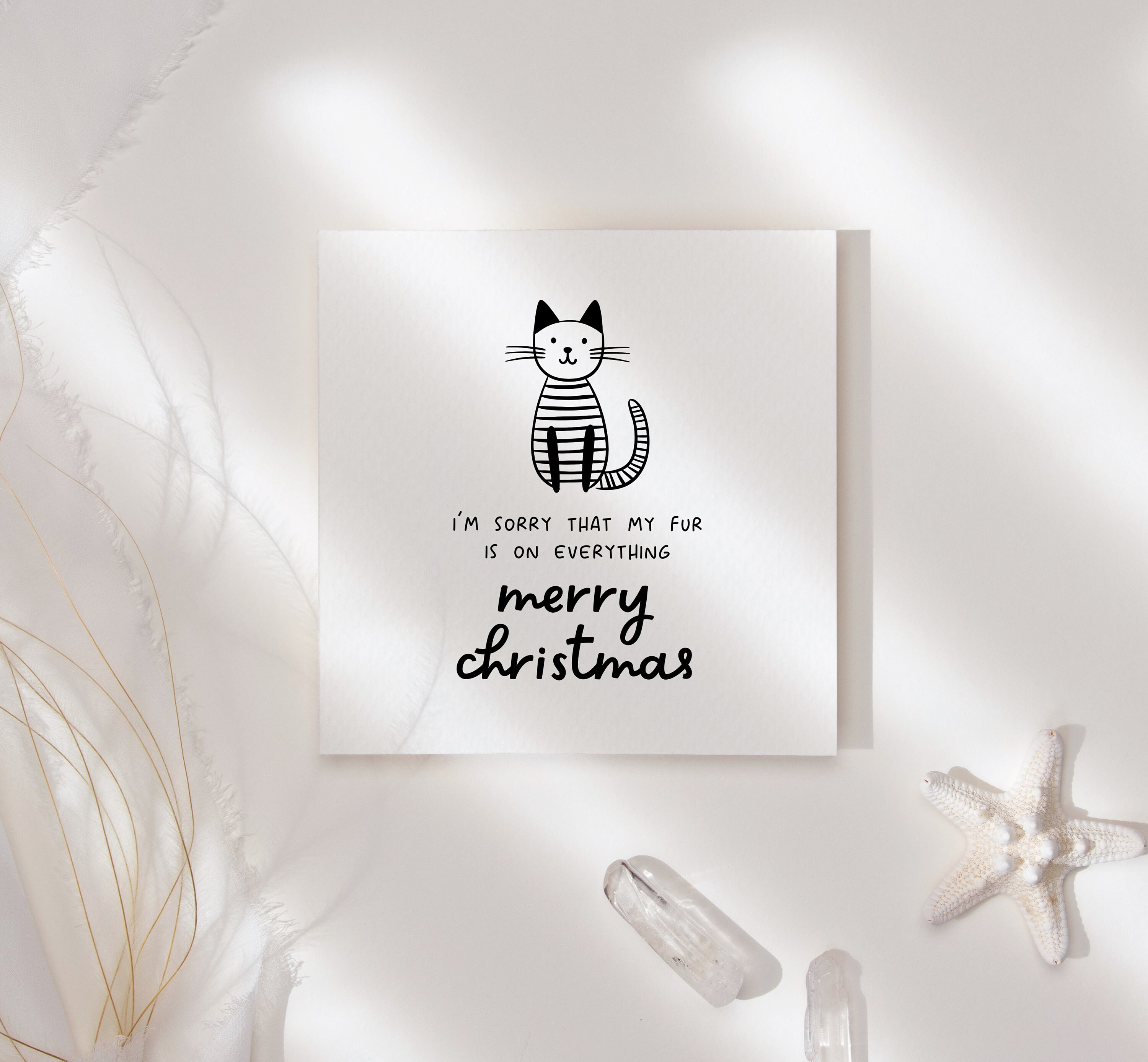 Weihnachtskarte Von Der Katze – Mit Schlüsselanhänger, Personalisierbar, Süßes Geschenk Für Katzenliebhaber