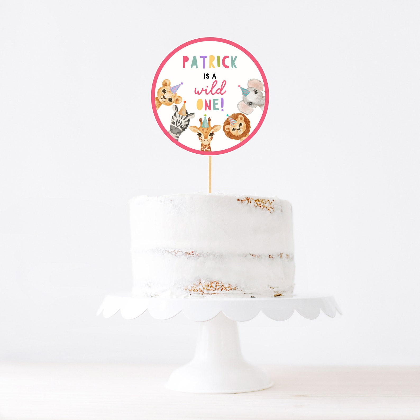 Printable Party Animals Cake Topper Template, Safari Animals ...