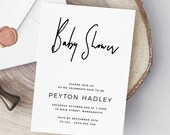 Modern Baby Shower Invitation INSTANT DOWNLOAD Template Minimalist Baby Shower Invitation Simple Baby Shower Invites Oh Baby Invite B72