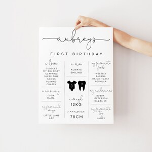Minimal First Birthday Milestone Board Template, Minimalist Milestone Board, Baby Milestone Board, Modern Milestone Poster Instant DIY Z15