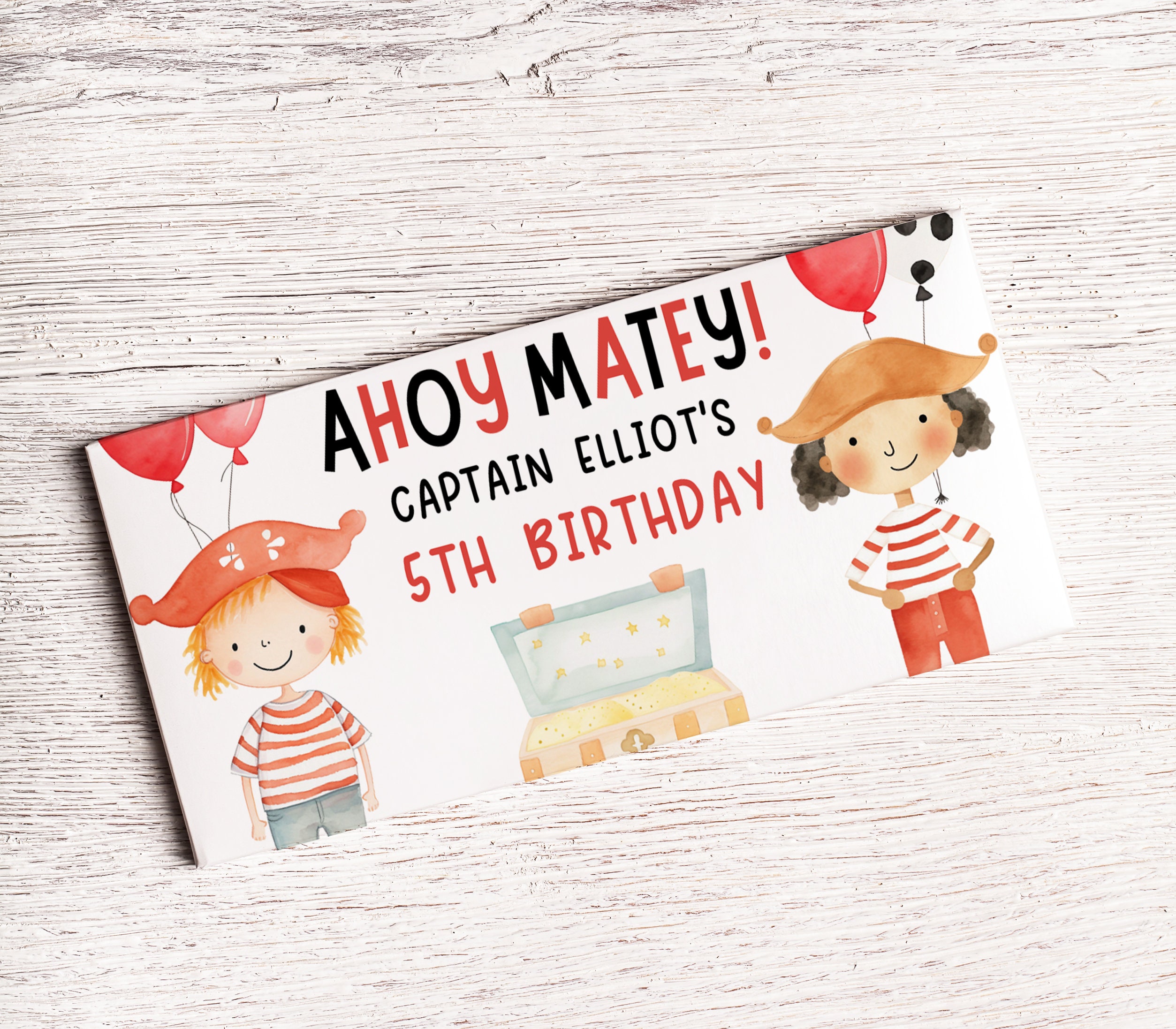 Treasure Wrapper Pirate Chocolate Bar Wrapper, Editable Template Printable Instant ...