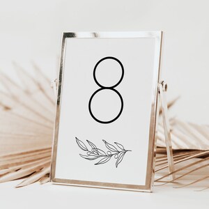 Minimalist Leaf Table Number Editable Template, Wedding Table Numbers ...