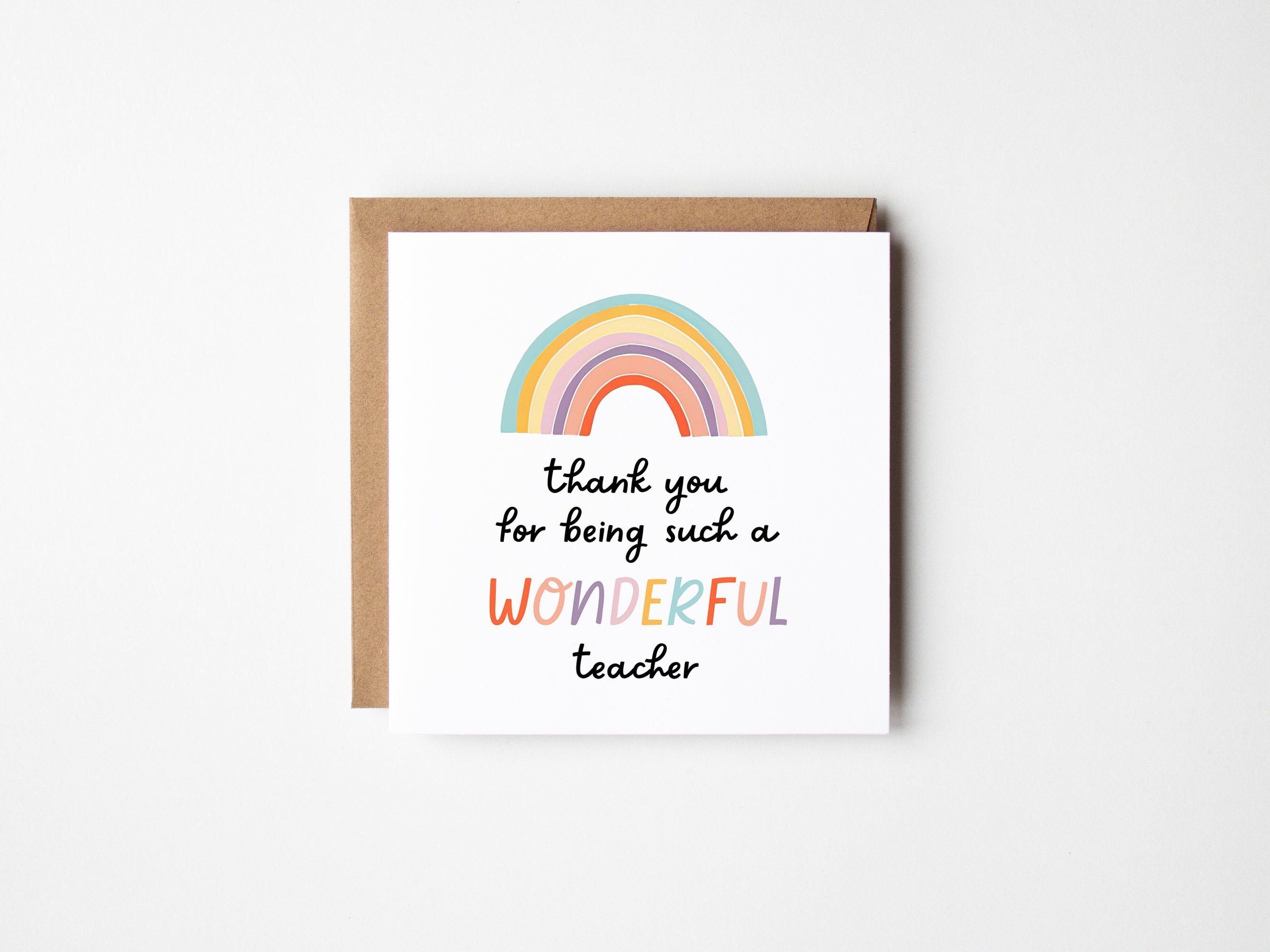 Colorful Teacher Thank You Card, Rainbow Personalised DIY End of Term ...