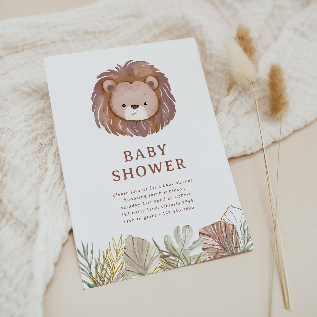 Lion Baby Shower Invitation, Editable Template Printable Instant ...