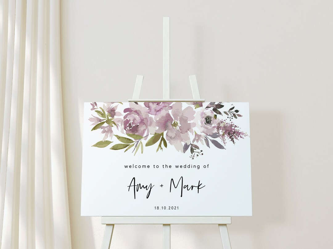 Welcome to Our Wedding Sign, Printable Custom Wedding Sign, Floral ...