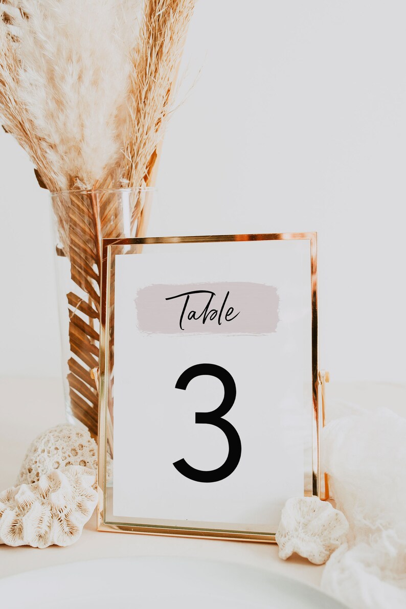 Table Number Editable Template, Instant Download Printable Blush Pink ...