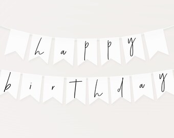 Simple Banner Garland Template INSTANT DOWNLOAD Printable Bday Bunting Editable DIY Party Sign Decor Happy Bday Party Decoration Z126
