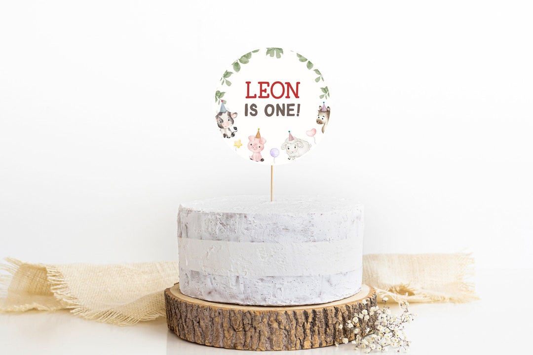Cake Topper Printable Template, Editable Farm Animals Birthday Baby ...