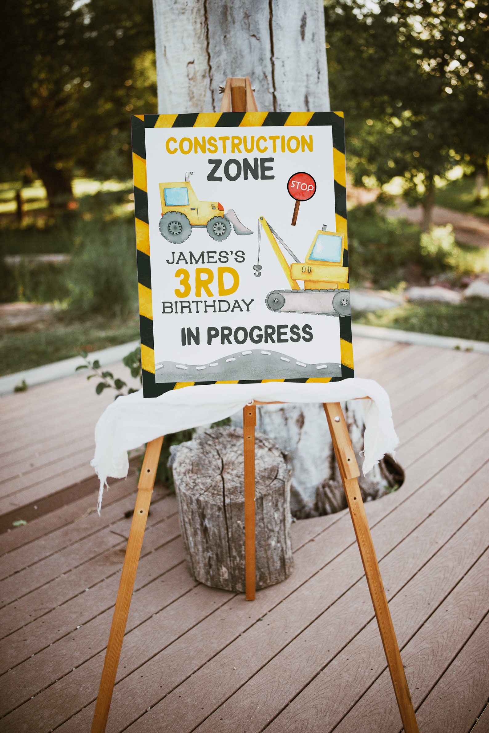 Huggy Construction Sign Editable Construction Welcome Sign, Digger Crane Dump Truck Birthday ...