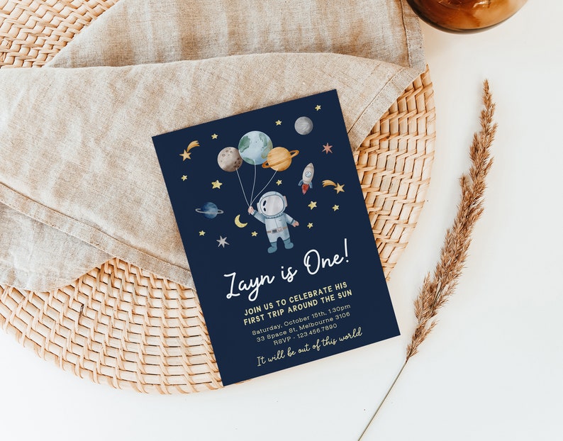 Editable Outer Space Birthday Invitation Template Out of This - Etsy