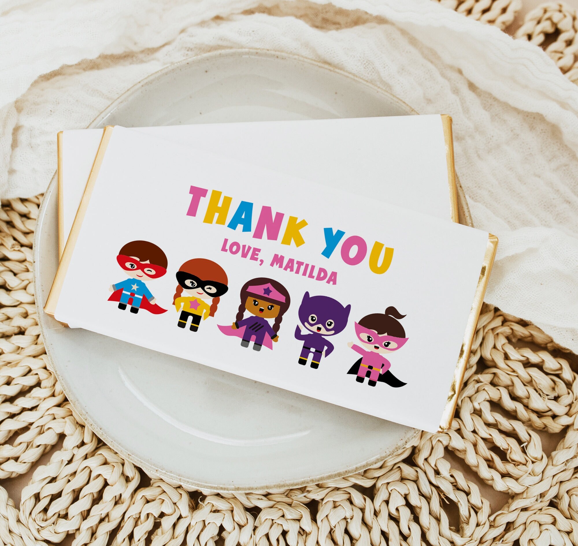 Wrapper Girl Editable Birthday Chocolate Wrapper Template, Girls Pink Superhero ...