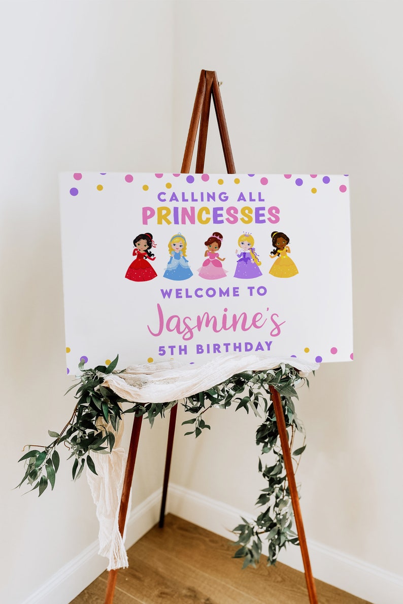 Welcome Princesses Editable Welcome Sign for Kids - Princess Colorful DIY Printable ...
