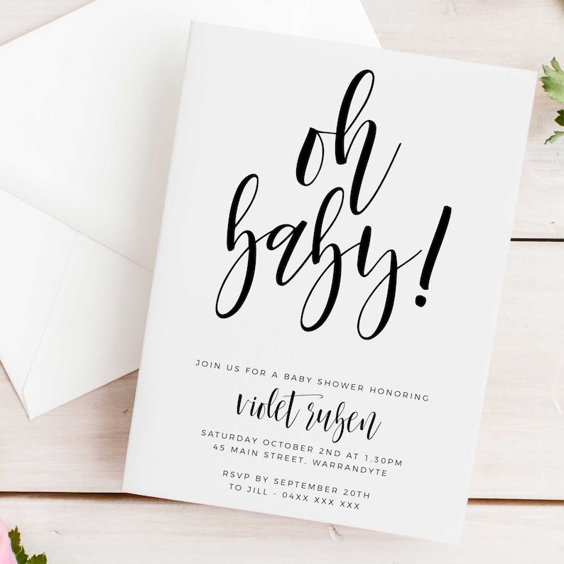 Modern Baby Shower Invitation INSTANT DOWNLOAD Template | Etsy