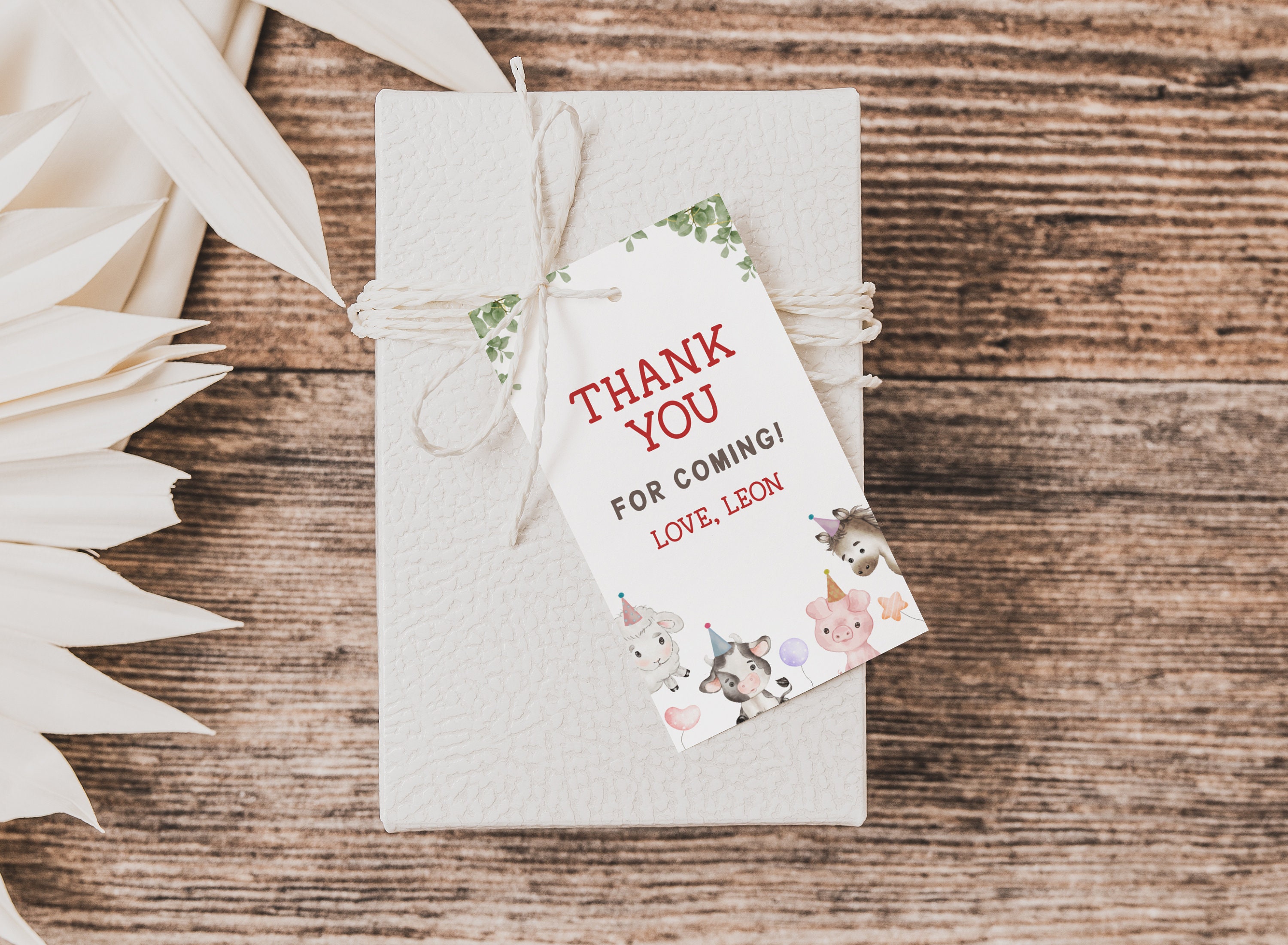 Thank You Tag Editable Template, Birthday Baby Shower Barnyard Farm ...