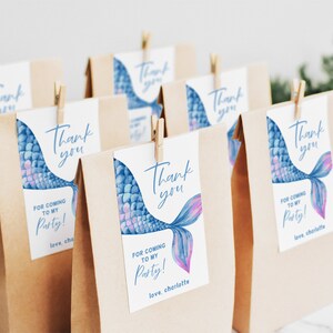 Mermaid Birthday Favor Tags Under the Sea Thank You Tags Editable ...