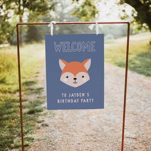 Woodland Fox Birthday Welcome Sign, Boys Party Instant Download ...