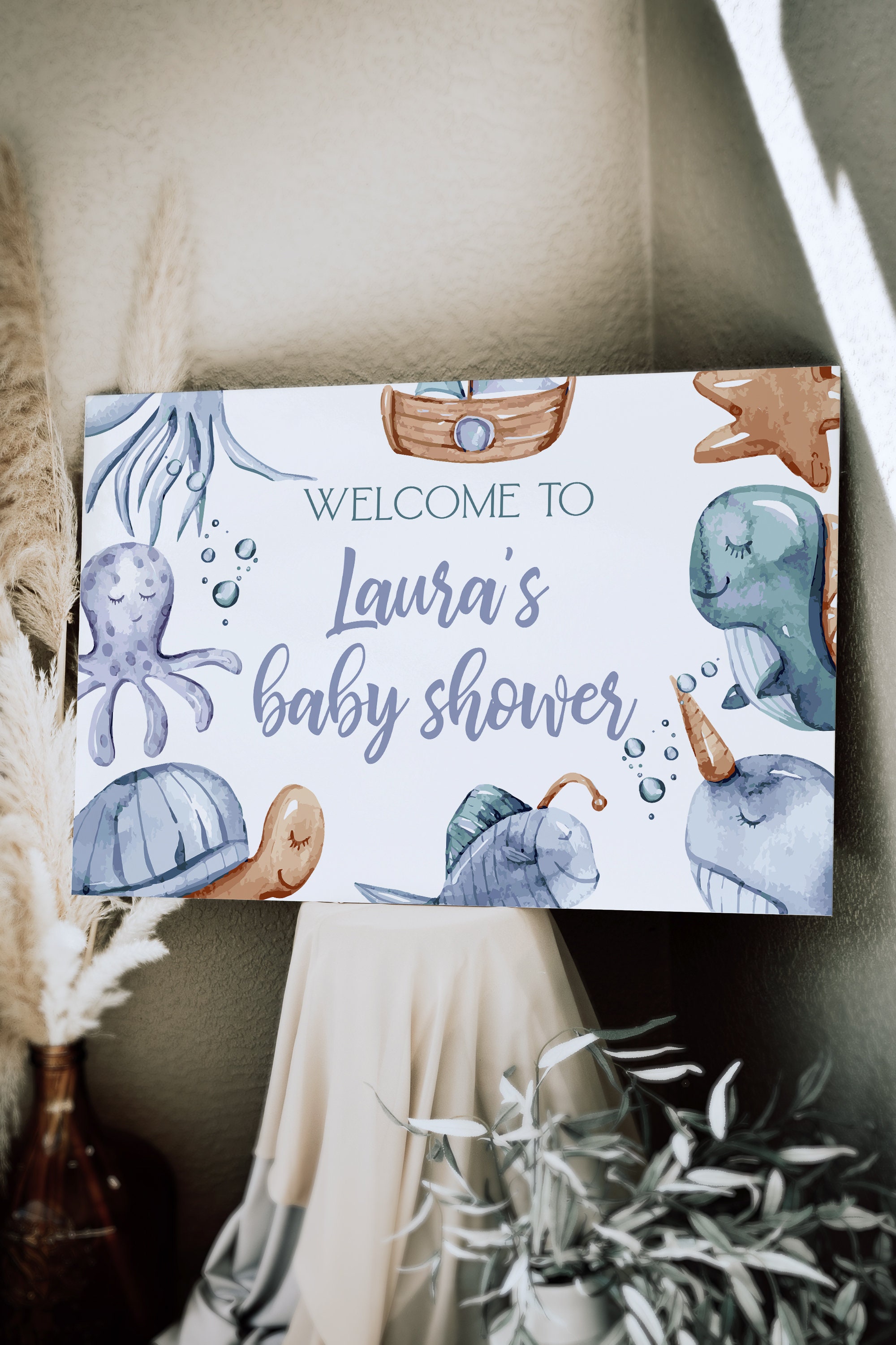 Cartello Da Tavolo In Legno Under The Sea – Baby Shower – Thank You For Coming 20x28 Cm - 3