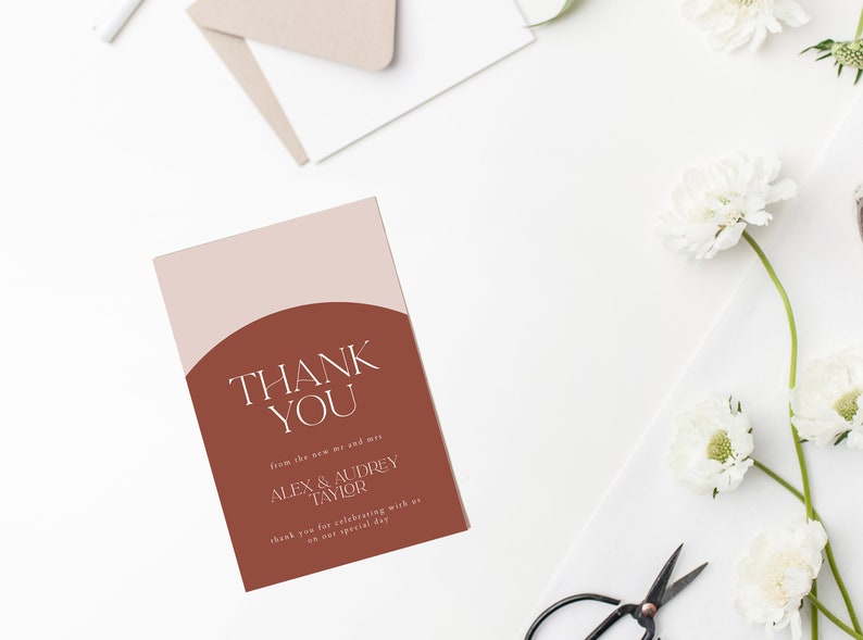 Editable Thank You Card Template, Instant Download Modern Boho Arch ...