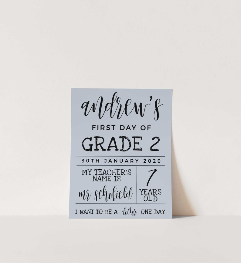 First Day of Grade 2 Sign Printable First Day Sign Back to - Etsy