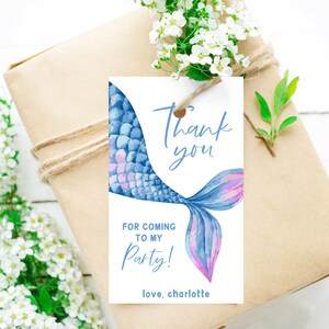 Mermaid Birthday Favor Tags Under the Sea Thank You Tags Editable ...