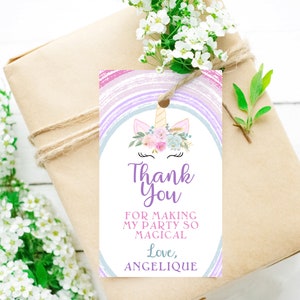 Unicorn Thank You Tag Editable Template, First Birthday Baby Shower ...