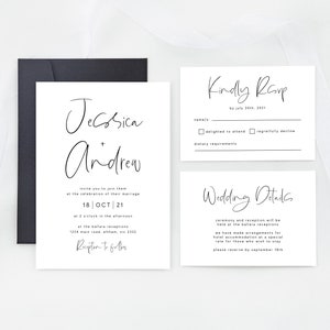 Minimal Modern Wedding Invitation Suite Elegant Simple Wedding Invitation Template Minimalist Printable Wedding Invitation Set DIY WED54