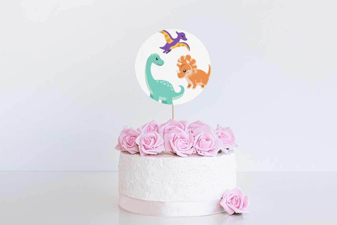 Dinosaur Cake Toppers Printable, INSTANT DOWNLOAD Dinosaur Birthday ...