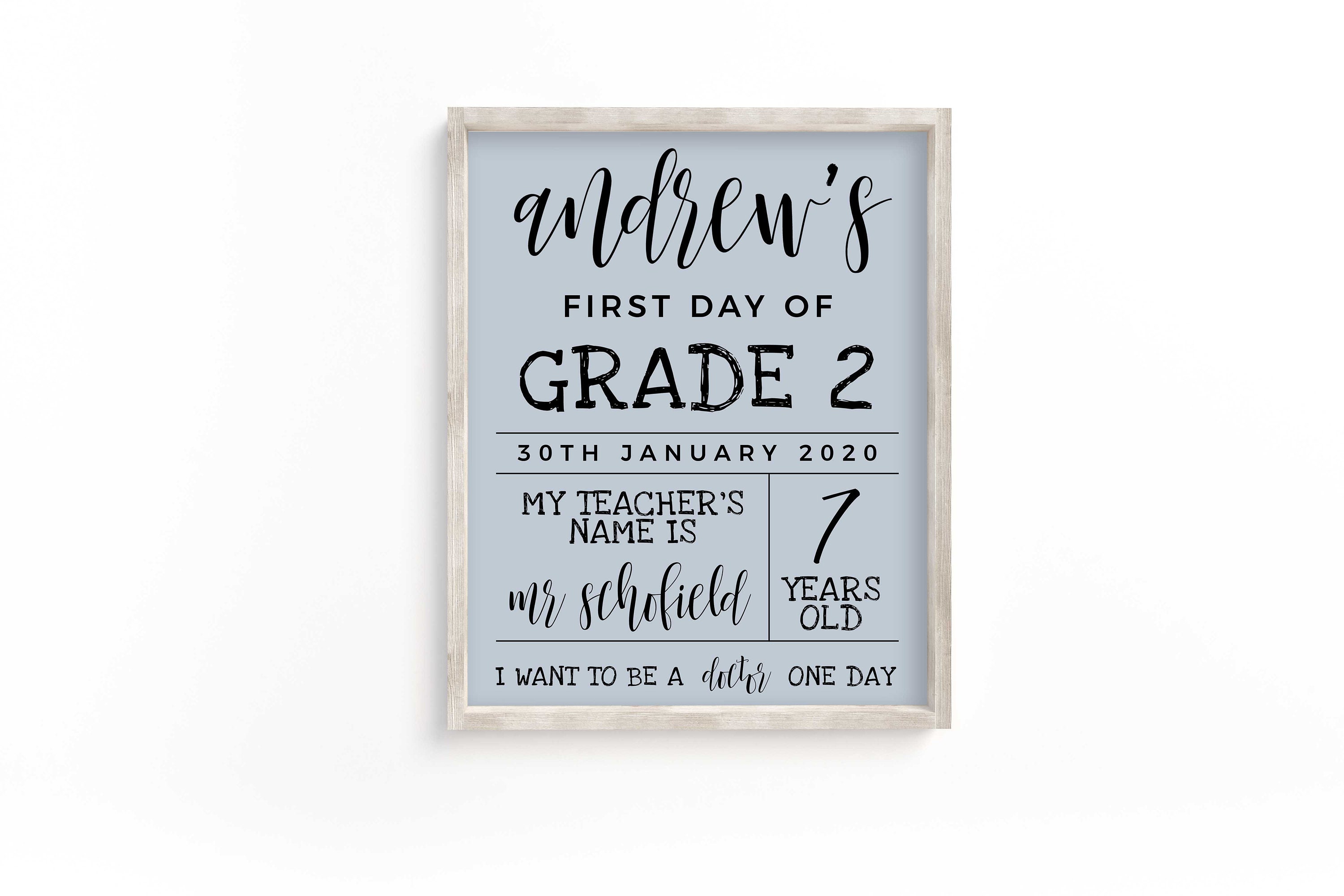 First Day of Grade 2 Sign, Printable First Day Sign, Back to School ...