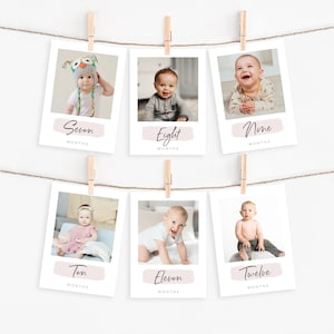 Premier anniversaire photo bannière 1er anniversaire photo bannière moderne minimaliste jalon mensuel cartes photo bébé première année bannière modèle Z28