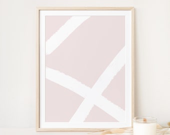 Modern Wall Art Print, Minimalist Pastel Pink White Instant Download Printable Girl Nursery Art Abstract Living Room Bedroom Soft Decor Art