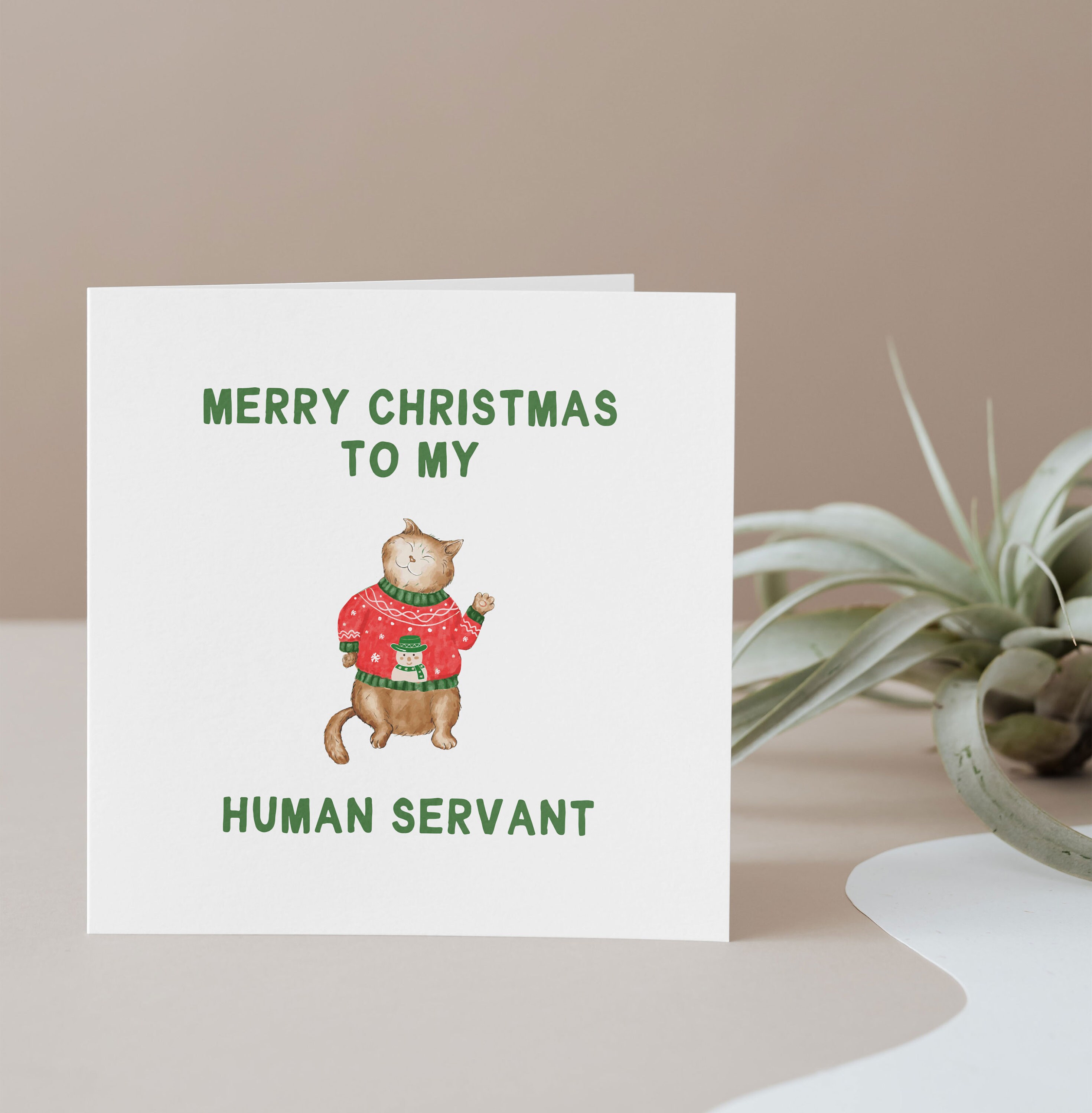 Personalised Funny Christmas Card – From The Cat, For Cat Mum, Dad, Or Sitter