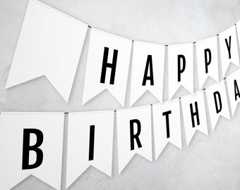 Bewerkbare verjaardag banner sjabloon afdrukbare 1e verjaardag Bunting banner afdrukbare Instant Download partij banner Happy Birthday banner DIY Z7