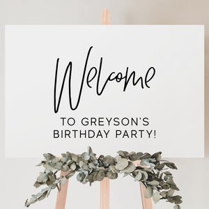 Birthday Welcome Sign Printable, Editable Minimalist Birthday Poster, Simple Party Template Download, Modern Happy Birthday Banner Z126