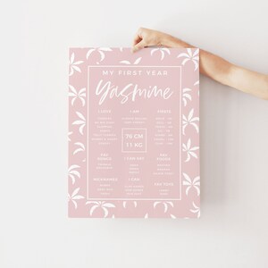 Minimal First Birthday Milestone Board Template, Minimalist Milestone Board, Baby Milestone Board, Modern Milestone Poster Instant DIY Z248