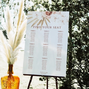 Seating Chart Poster, Wedding Seating Chart Sign, Find Your Seat Sign, Table Seating Chart, Editable Wedding Seating Sign, Minimalist WED21